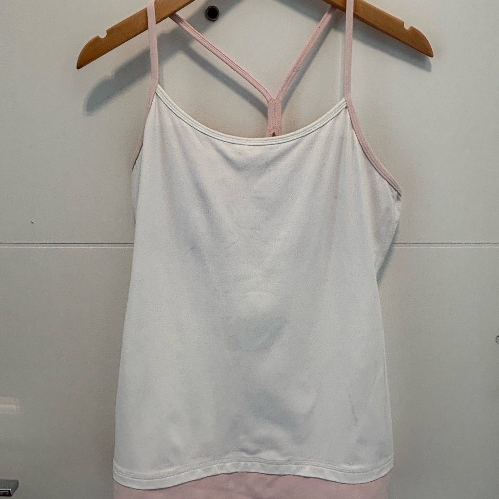 lululemon athletica White Tank Top with Light Pink Trim